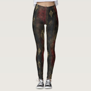 Persischer Gold Damast Noir Muster (4) Leggings