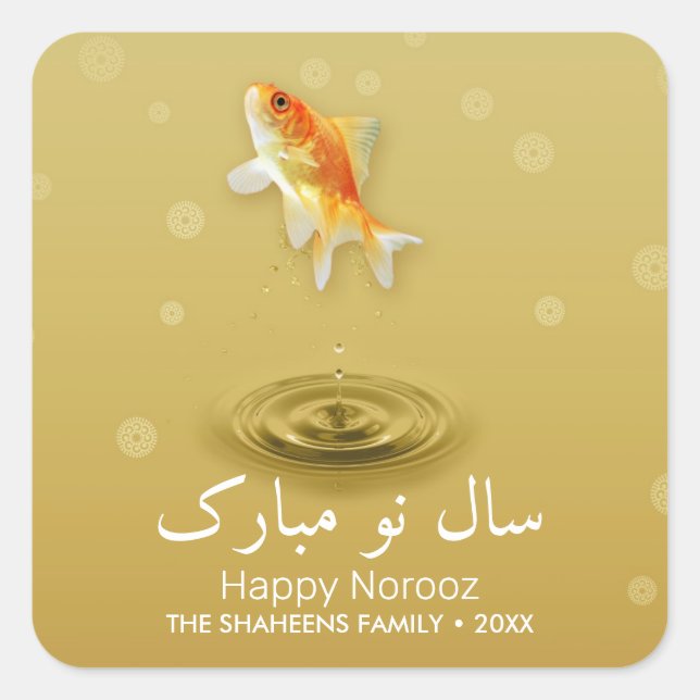 Persischer Happy New Year Norooz Fish Quadratischer Aufkleber (Vorderseite)