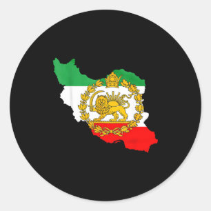 Persischer Löwe, Iran-Karte, iranische Flagge, Löw Runder Aufkleber