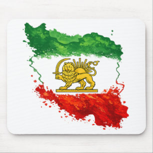 Persischer Löwe & Sonnenmauspad   Iran Karte Schre Mousepad
