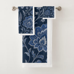 Persischer Mitternachtsgarten Luxus Navy Blau Badhandtuch Set