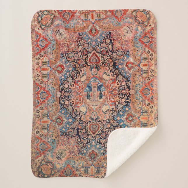 Persischer Teppich Schwarz Rot  Sherpadecke (Vorderseite)