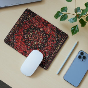 Persischer Teppichausdruck in Rose getöntes Feld Mousepad