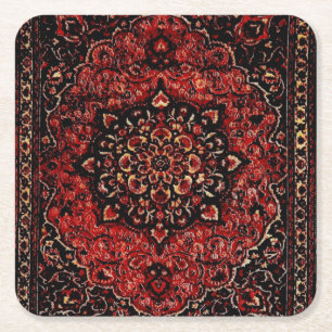 Persischer Teppichausdruck in Rose getöntes Feld  Rechteckiger Pappuntersetzer