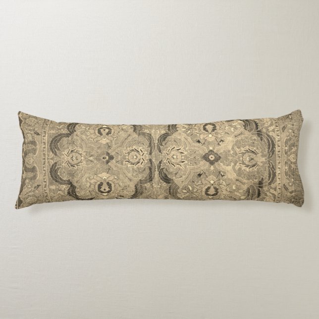 Persischer Teppichboden Braun Beige Kissen (Vorderseite)