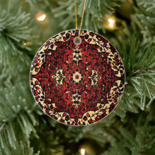 Persischer Teppichboden, dunkelrot und cremefarben Keramik Ornament