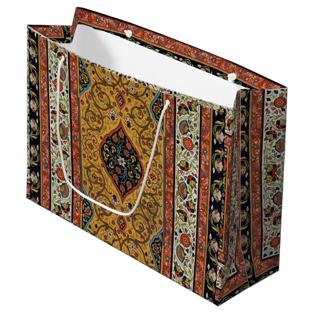 Persischer Teppichboden Elegantes Design Große Geschenktüte (Vorderseite Schrägansicht)