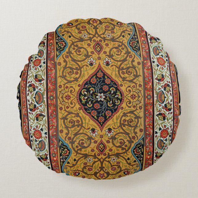 Persischer Teppichboden Elegantes Design Rundes Kissen (Vorderseite)