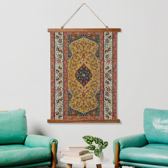 Persischer Teppichboden Elegantes Design Wandteppich Mit Holzrahmen (Wohnzimmer)