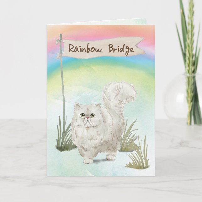 Persisches Cat Pet Beileid über Rainbow Bridge Karte (Vorderseite)