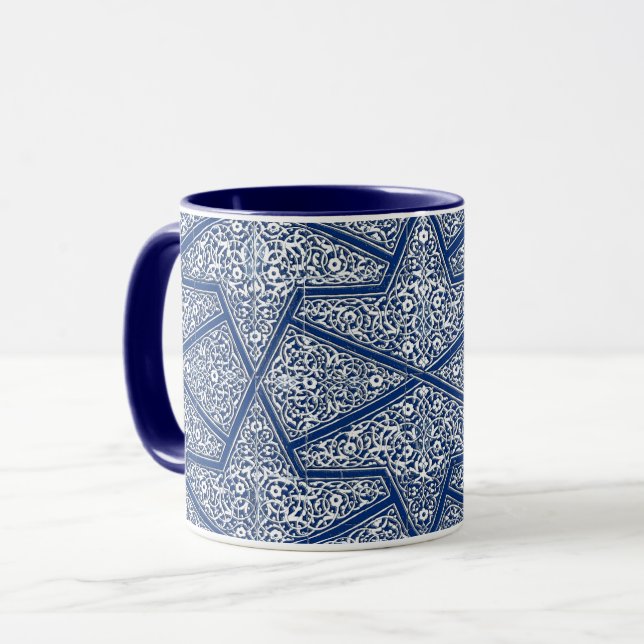 Persisches Fliesenmuster - Kobaltblau und weiß Tasse (Vorderseite Links)