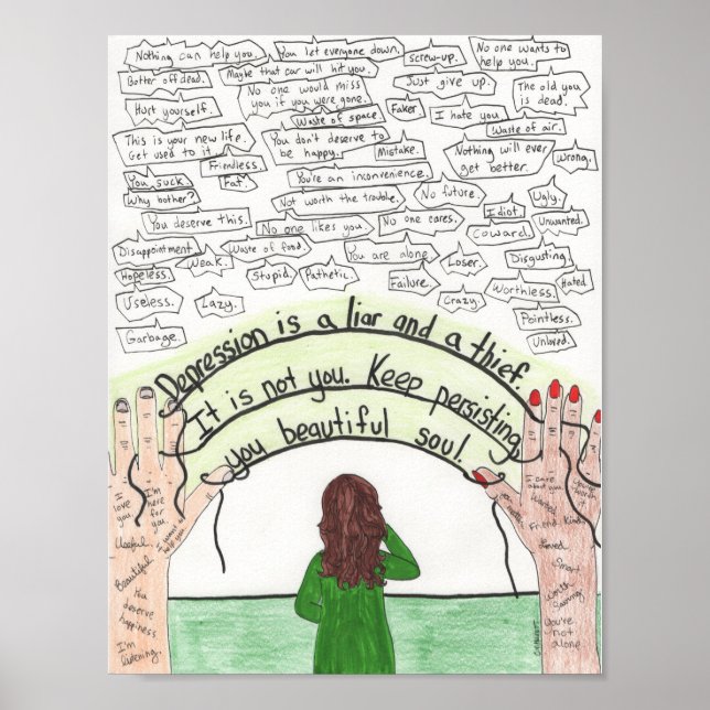 Persistent behalten (Depression) 8,5 x 11 Poster (Vorne)