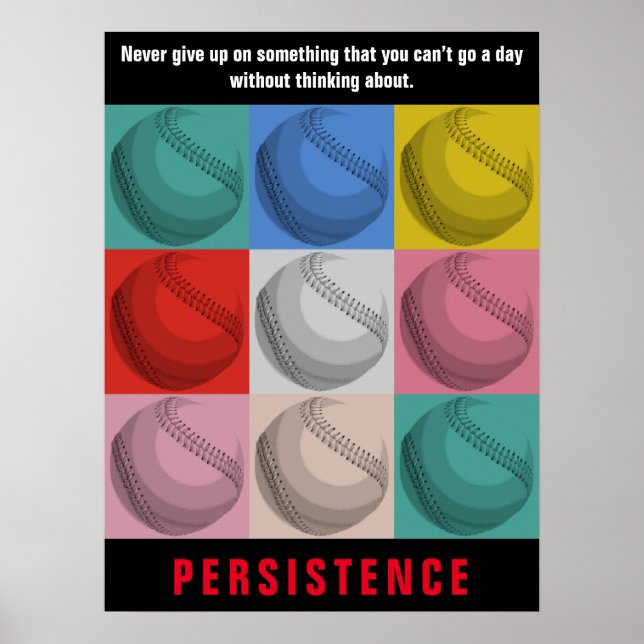 Persistenz Baseball Inspiration Motivierend Poster (Vorne)