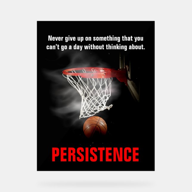 Persistenz Basketball Inspiration Motivierend Acrylschild (Vorderseite)