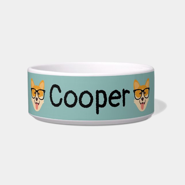 Persolanised Funny Hipster Corgi Napf (Vorderseite)