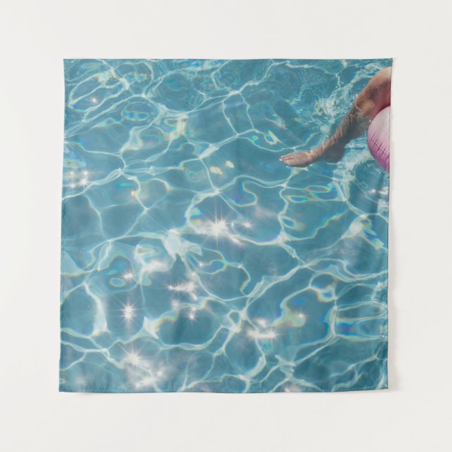 Person am Schwimmbad Wandteppich (Vorderseite)