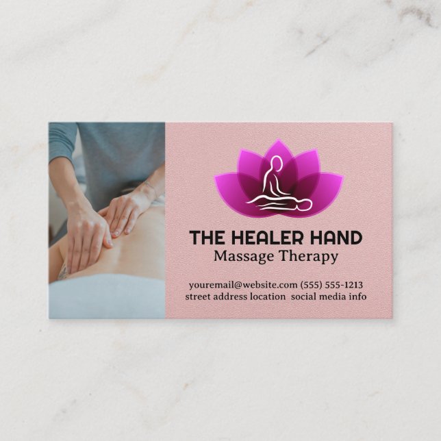 Person erhält Massage | Salon-Logo Visitenkarte (Vorderseite)