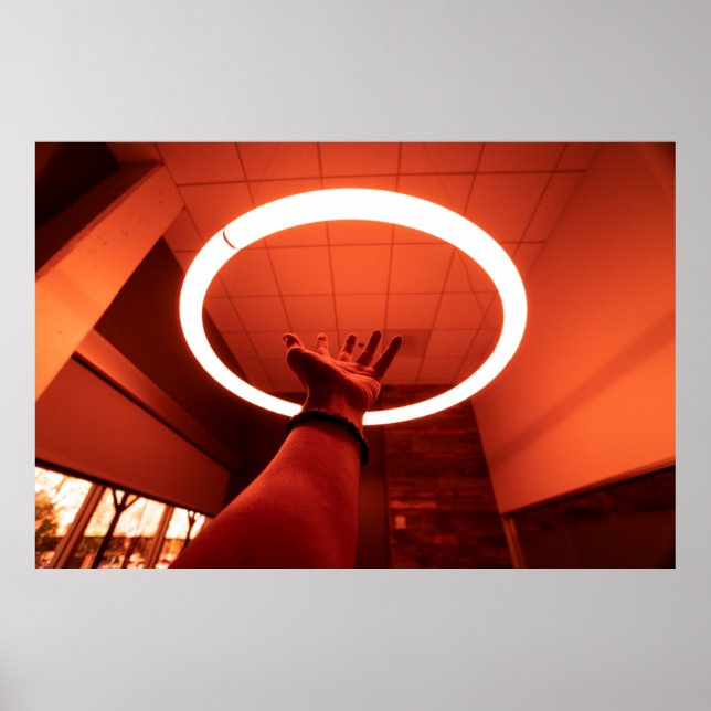 PERSON ERREICHT RUNDE-AUF-FLUORESCENT LAMP I POSTER (Vorne)