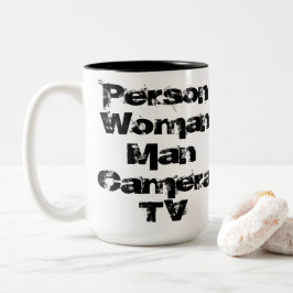 Person, Frau, Mann, Kamera, Fernsehen Zweifarbige Tasse