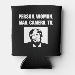 Person. Frau. Mann. Kamera. TV. Anti-Trump Dosenkühler