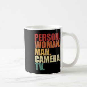 Person Frau Mann Kamera Tv Trump Wörter Kaffeetasse