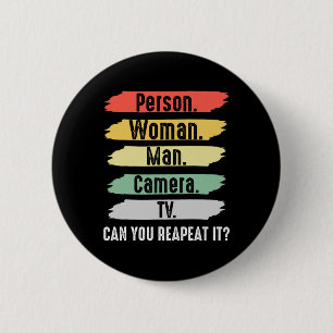 Person. Frau. Mann. Kamera. Tv Vintage Lustig Poli Button
