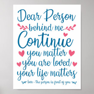 Person hinter mir Selbstmordprävention & Depressio Poster