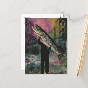 Person mit einem Riesenfisch Postkarte