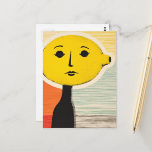 Person mit einem Zitronenkopf Postkarte
