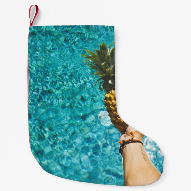 Person mit gelbem Ananas Kleiner Weihnachtsstrumpf (Vorderseite)