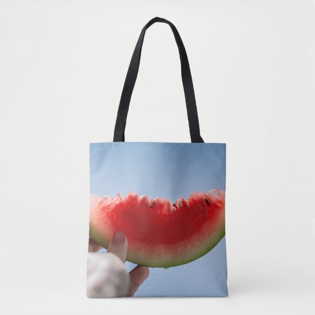 Person mit Wassermelone in Scheiben Tasche (Vorderseite)