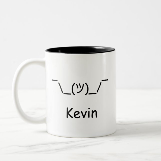 Person Shrugging Shruggie Zweifarbige Tasse (Links)