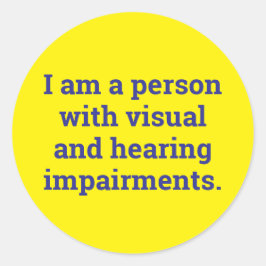 person with visual and hearing impairment runder aufkleber