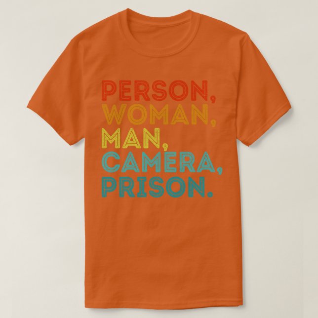 Person Woman Man Camera Fernsehgefängnis Retro T-Shirt (Design vorne)