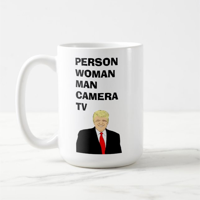 Person Woman Man Camera TV Funny Trump Kaffeetasse (Links)