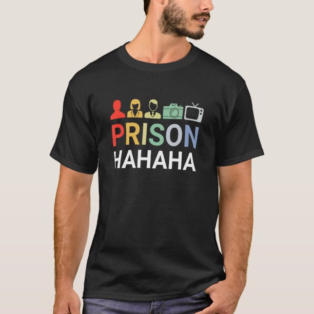 Person Woman Man Camera TV Gefängnis Hahaha 2 T-Shirt (Vorderseite)