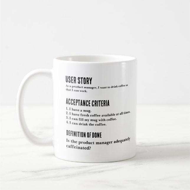 Persona Product Manager User Story Agile Scrum Mug (Gauche)