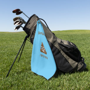 PersonaIized I Kackte heute Poo Emoji on Blue Golfhandtuch