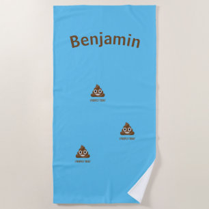 PersonaIized I Kackte heute Poo Emoji on Blue Strandtuch