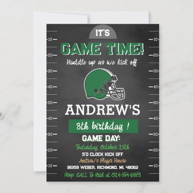 Personal American football Birthday Einladung (Vorderseite)