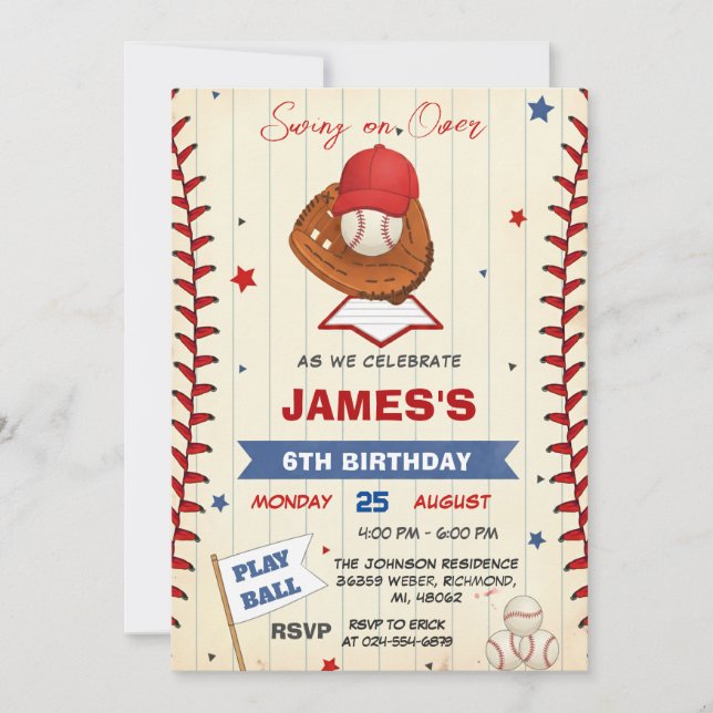 Personal Baseball Birthday Invitation with Photo Einladung (Vorderseite)