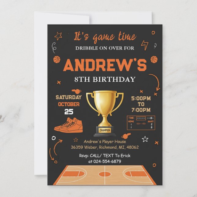 Personal Basketball Birthday Invitation Template (Devant)