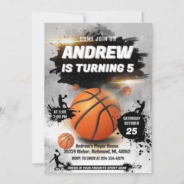 Personal Basketball Geburtstagseinladung Sport Einladung (Vorderseite)