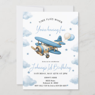 Personal Boy Avion 1er Anniversaire Invitation