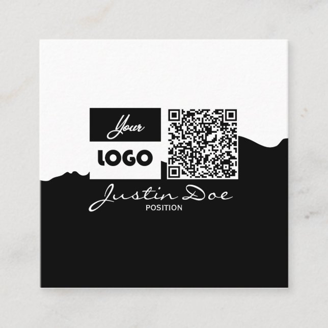 Personal Calling Card with QR code Black & White Telefonnummerkarte (Vorderseite)