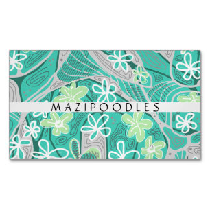 Personal Creative Floral Neuro Art Aquamarin Green Magnetische Visitenkarte