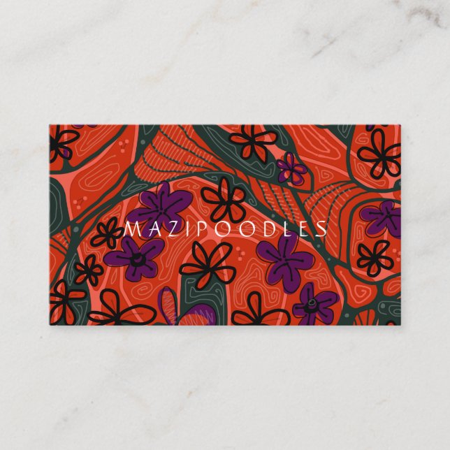 Personal Creative Floral Neuro Art Orange Green Visitenkarte (Vorderseite)