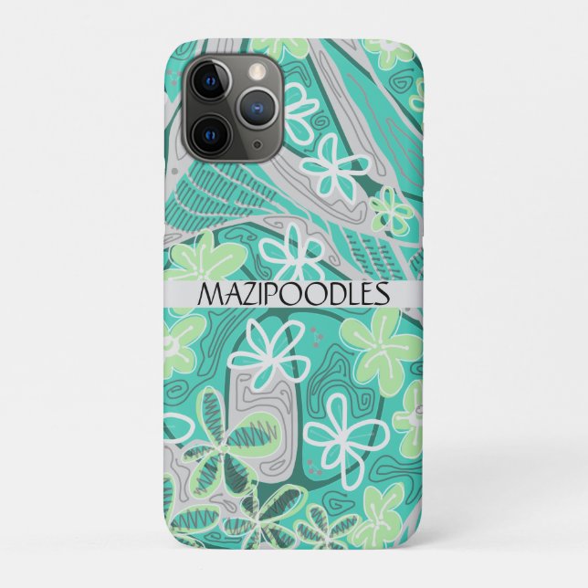 Personal Creative Floral Neuro Art Teal Green Case-Mate iPhone Hülle (Rückseite)