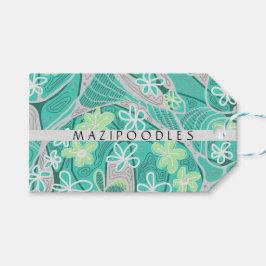 Personal Creative Floral Neuro Art Teal Green Geschenkanhänger
