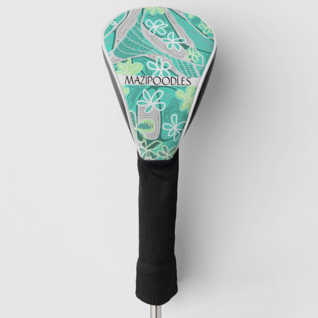 Personal Creative Floral Neuro Art Teal Green Golf Headcover (Vorderseite)